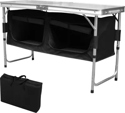 Obrázok produktu pre Yakimz kempingová kuchyňa kempingový stôl z hliníka, skladacia kempingová skrinka vrátane tašky na prenášanie, na pikniky, kempovanie, outdoor - Malá veľkosť:120x47x68 cm