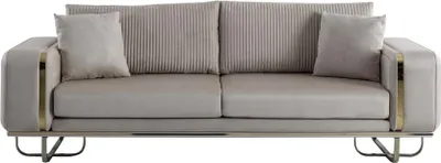 Produktbild von Sofa 3 Sitz Beige Wohnzimmer Design Stil Möbel Moderne Sofas Elegantes