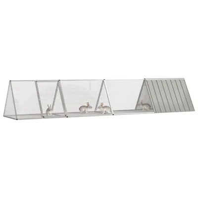 Produktbild von vidaXL Kaninchenkäfig Grau 403,5x80,5x71 cm Verzinkter Stahl