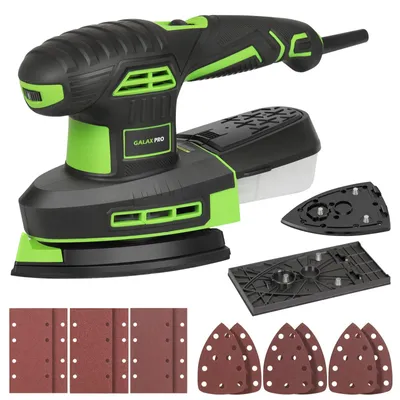 Produktbild von Schleifmaschine Flächenschleifer Deltaschleifer - 250 W - 6 Drehzahlstufen - 6.000 bis 12.000 U/min - Mit Schleifpapier und Absaugadapter