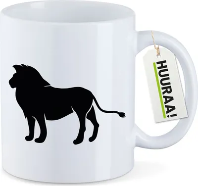 Produktbild von Huuraa Kaffeetasse Löwe Silhouette 330ml Weiß Keramik Kaffeebecher Geschenkidee