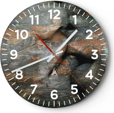 Produktbild von Wanduhr - Rund - Glasuhr - Frau Mann Kuss Abstraktion - 30x30cm - Schleichendes Uhrwerk - Lautlos - zum Aufhängen bereit - Dekoration Modern - Wanddekoration aus Glas - C4AR30x30-2279