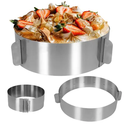 Produktbild von Backform Tortenform Kuchenform Backrahmen mit verstellbarer Größe rund aus Stahl 16-30 cm