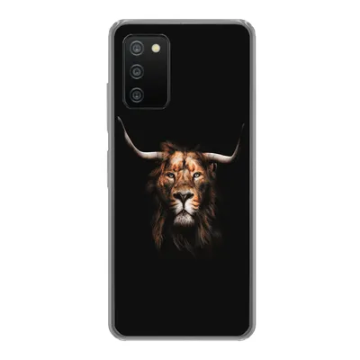 Produktbild von MuchoWow® Handyhülle Schutzhülle Hülle für Samsung Galaxy A03s Löwe - Horn - Schwarz Silikon Softcase Handy Hülle - Schutz