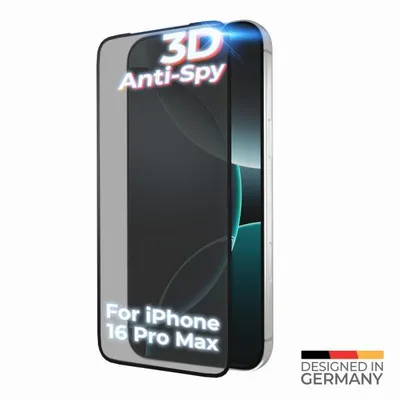 Produktbild von prio 3D Anti-Spy Tempered Glass für iPhone 16 Pro Max schwarz | Displayschutzglas, Panzerglas
