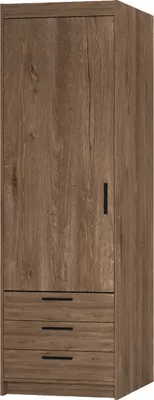 Produktbild von Tkmoebel Eintüriger Kleiderschrank mit Schubladen LENA 1D 3S, aus Schichtstoffplatte, Breite 60 cm, Lefkas-Eiche