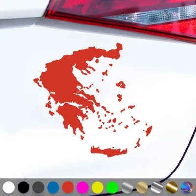 Produktbild von PantherPixel Griechenland Aufkleber Umriss Kontur Kreta Rhodos Sticker Auto Geschenkidee Farbe Rot