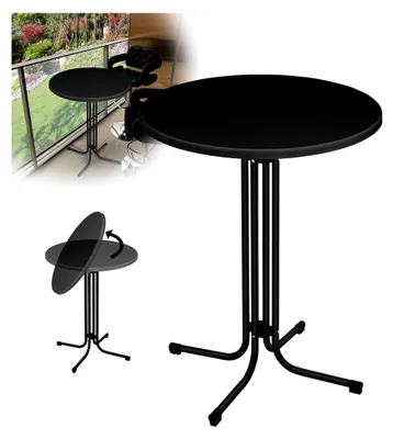 Produktbild von Klappbarer Stehtisch Ø 80 cm - runder Gastronomie-Bistrotisch - 110 cm hoch - wetterbeständiger Outdoor-Bistrotisch mit höhenverstellbarem Fuß, Gartentisch, Partytisch, für Innen- und Außenbereich, schwarz