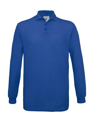 Produktbild von B&C Damen Polo Shirt T Shirt Kragen Basic Poloshirt T-Shirt langarm, Größe:S, Farbe:Royal Blau