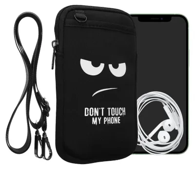 Produktbild von kwmobile Handytasche zum Umhängen für XL - 6,7/6,8" Handy Tasche - Umhänge Tasche für Handy aus Neopren - Handyschutz mit Taschen - Don't touch my
