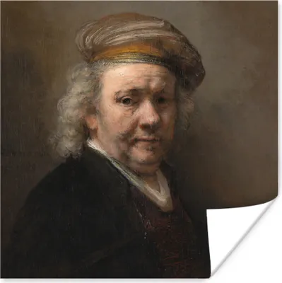 Produktbild von MuchoWow® Poster Selbstbildnis - Gemälde von Rembrandt van Rijn 75x75 cm - Wand Dekoration