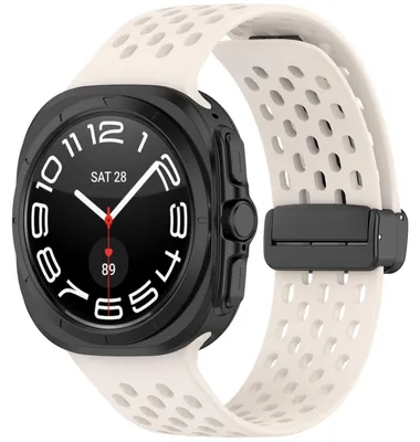 Immagine prodotto di Per Samsung Galaxy Watch Ultra 47 mm Silicone Design Fibbia magnetica sostituzione braccio Band Beige