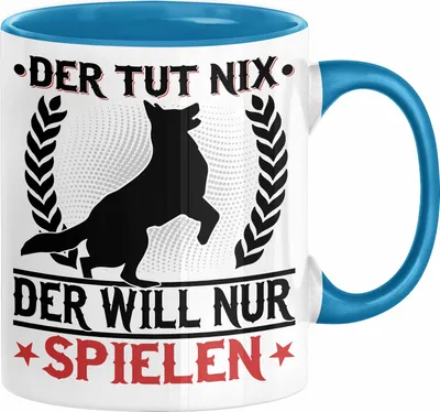 Produktbild von Hund Tasse Geschenk Kaffee-Becher Hunde-Besitzer Geschenkidee  (Blau)