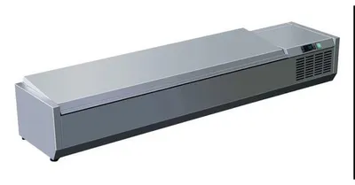 Produktbild von Gastro Kühlaufsatz | Aufsatzkühlvitrine | 6 x 1/3 GN | Edelstahldeckel | +2 bis +8 °C | Pizzakühlaufsatz