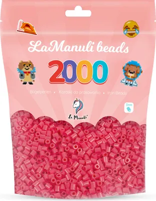 Produktbild von La Manuli 2000 Midi Bügelperlen Hellrot Ø 5 mm Perlen Steckperlen Beads