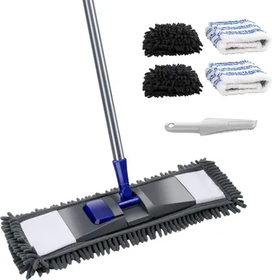Image de Mop sol Profi XL Chenille Microfibre 360° Articulation rotative Balai Bleu