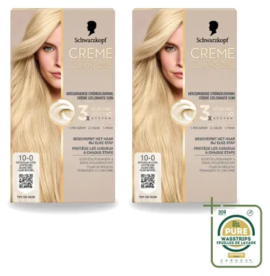 Imagen del producto de 2 unidades de Schwarzkopf Creme Supreme 10-0 Rubio Ultra Claro Natural - 245 g - Paquete económico - 2 unidades