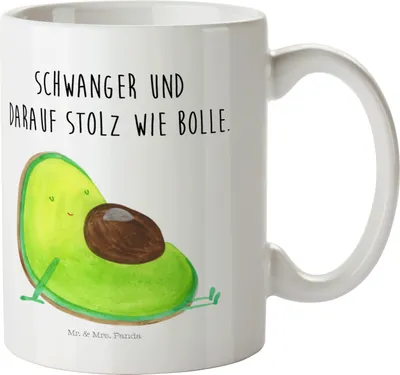 Produktbild von Mr. & Mrs. Panda Haferl Avocado Schwangerschaft - Weiß - Geschenk, Trinklernbecher, Pott, Babyshower, Liebe, Plastikbecher, Campingbecher, Gesund, Baby, Wunder