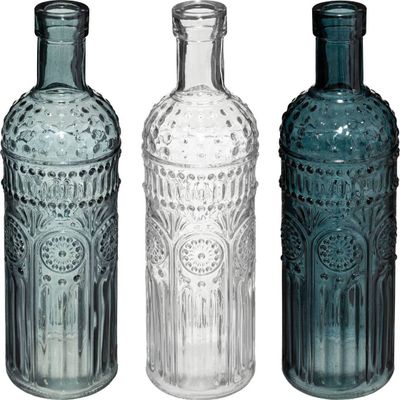 Set aus 3 Flaschen "Folk" - Glas - Atmosphera créateur d'intérieur