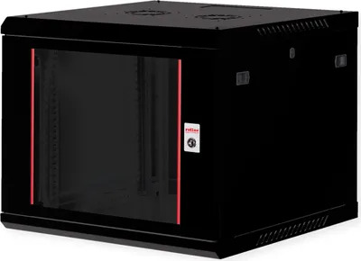 Obrázok produktu pre ROLINE 26.21.0290, Nástenný regál, 9U, 80 kg, Koľajnice racku, 16,4 kg, Čierna