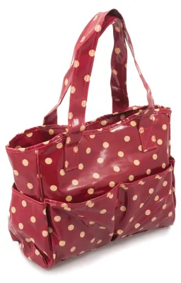 Basteltas, Schultertasche, 13 x 36 x 31 cm, rote Tupfen