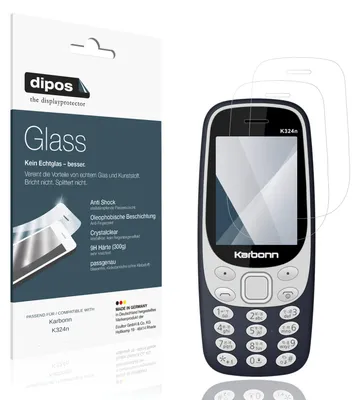 Produktbild von 2x Schutzfolie für Karbonn K324n - Anti-Shock 9H Folie dipos Glass Kunststoffglas