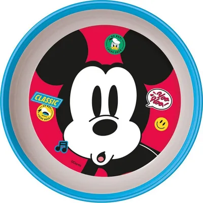 Image de Tataway Disney Mickey Mouse Bol bleu et blanc en plastique pour enfants avec fond antidérapant