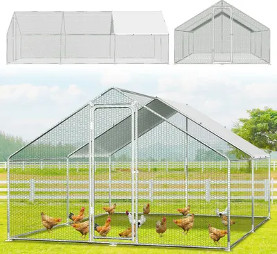 Immagine prodotto di Jayseuw pollaio 3x6x2m Pollaio Piccola casa per animali Recinto per animali piccoli Voliera Recinto per animali liberi Gabbia per polli Pollaio Telaio in acciaio zincato con tetto