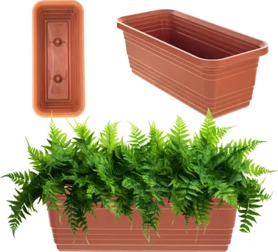 Produktbild von KADAX Balkon-Blumenkasten, Blumentopf, 40 cm, ziegelroter Blumenkasten