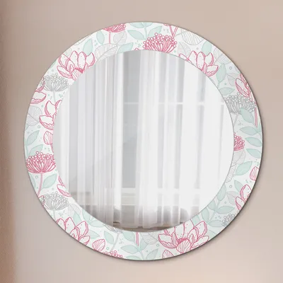 Produktbild von Wohnzimmer Spiegel - Mirror zum Wandspiegel Schlafzimmer – Schminkspiegel - Blumen - Runder: Ø60 cm