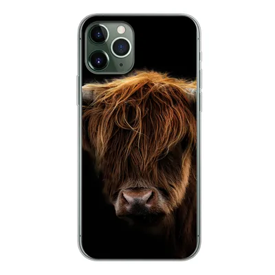 Produktbild von MuchoWow® Handyhülle Schutzhülle Hülle für iPhone 11 Pro Schottischer Highlander - Hörner - Schwarz - Tiere - Natur - Wild - Kuh Silikon Softcase Handy Hülle - Handy