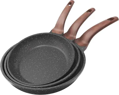 Produktbild von Granit Bratpfannen-Set - Antihaft Pfannenset 3-teilig - Aluminium - 20/24/28 cm - Schwarz