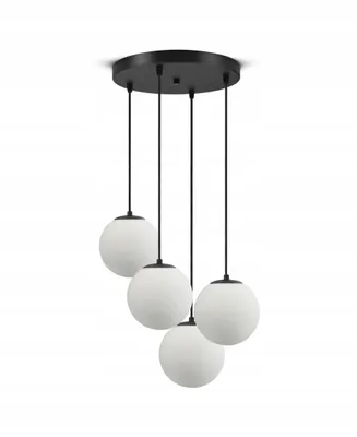 Obrázek produktu pro Led závěsné svítidlo, 4-světelná závěsná lampa černá 15W, G9 - Stropní světlo obývací pokoj, bílé skleněné koule