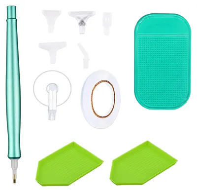 Diamantmalstift-Set, 5D-Harsspitze, 7 Ersatzköpfe, Bastelzubehör