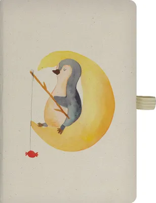 Produktbild von Mr. & Mrs. Panda Journal Pinguin Mond - Transparent - Geschenk, Erschöpft, Pinguine, Tagebuch, notizbuch, Süßigkeiten, Angel, Schreibheft, Spruch, Adressbuch, Kladde