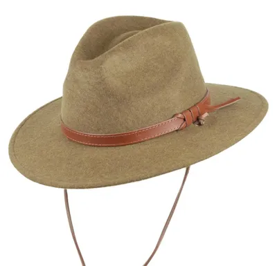 Produktbild von Scippis Warren Hut – Wetterfester Fedora aus 100% Wollfilz mit verstellbarem Kinnriemen