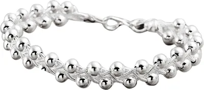 Produktbild von Armband versilbert, Modeaccessoires, Damen-Armband mit gewebten Perlen, Kettenarmband für Dating