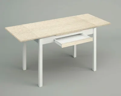 Ausziehbarer Esstisch, laminiert, Metall, 100x60 cm
