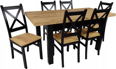 Obrázek produktu pro Skládací stůl 80x120/160 černý Craft 6 židlí