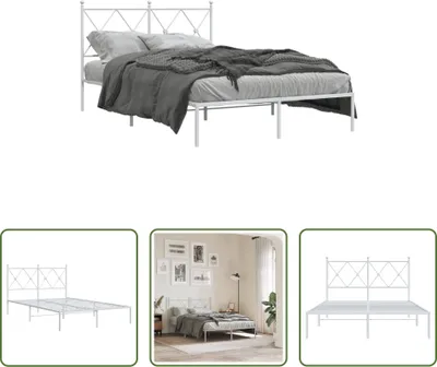 Produktbild von The Living Store Bettgestell mit Kopfteil Metall Weiß 120x200 cm