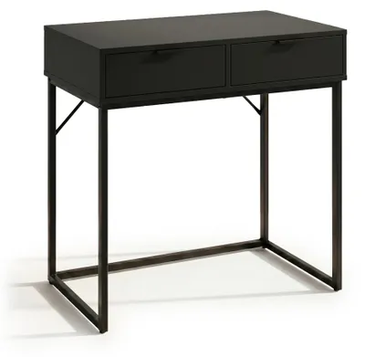Produktbild von Konsolentisch - Loft-Stil - 2 Schubladen - 80 cm - Metallrahmen - Schwarz - Schwarze Beine