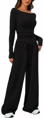 Imagen del producto de Solidchoice: Conjunto deportivo de dos piezas para mujer, con bolsillos y cordón ajustable