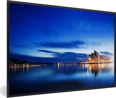 Produktbild von MuchoWow® Gerahmtes Poster Blauer Himmel über dem Opernhaus von Sydney in Australien 90x60 cm - Poster mit Schwarzem Bilderrahmen Wandposter Rahmen Foto Bilder - Fotorahmen - Foto-Plakat
