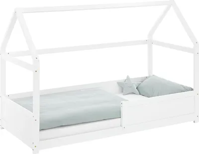 Image de Lit D'Enfant 90x200 cm avec Matelas Lit Cabane Montessori avec Barriere Lit Montessori Bébé Lit Maison