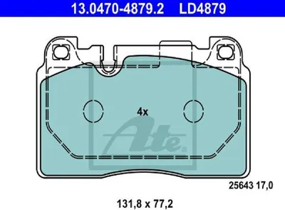 Produktbild von ATE 13.0470-4879.2 Bremsbeläge Satz Vorne für AUDI A6 Avant (4G5, 4GD, C7) Q5 (8RB) A6 Limousine (4G2, 4GC, C7) A7 Sportback (4GA, 4GF) für PORSCHE