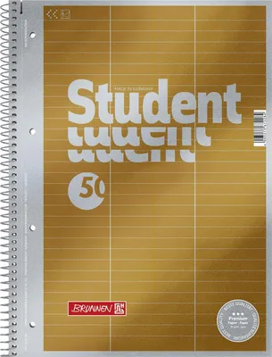 Produktbild von 5X BRUNNEN 1067148 Collegeblock Premium Student „Vokabeln“, A4, 50 Blatt, Lineatur 54, gelb