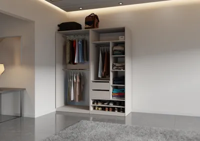 Produktbild von Kleiderschrank 190 cm TRES C ohne Türen – offenes Schranksystem mit Schubladen & Kleiderstange Caschmere