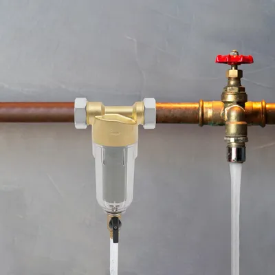 Immagine prodotto di Filtro per l'acqua - Prefiltro per la conduttura principale - 40–90 µm - 2.490 l/h - G1/2 (20 mm) - Lavabile e riutilizzabile - Acciaio inossidabile 304/ottone - Trasparente
