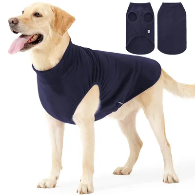 Image de Pull pour chien, manteau d'hiver chaud, en polaire, bleu foncé, taille XL