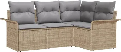 Produktbild von "WINTER SALE" Gartensofa-set mit Kissen 4er Set,multifunktional& Moderne - Beige Poly-Rattan - Gartenmöbelset NEU4478291